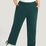 Plain Pocket Elastic Waist Lace Up Side Sweatpants