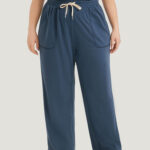 Plain Pocket  Paperbag Waist Ties Sweatpants