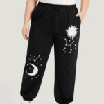 Moon and Star Print Pocket Drawstring Sweatpants