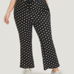 Polka Dot Print Pocket Ties Bootcut Sweatpants