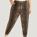 Leopard Print Pocket Elastic Waist Carrot Sweatpants