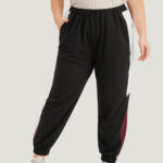 Contrast Patchwork Pocket Elastic Waist Carrot Sweatpants