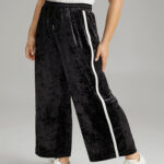 Velvet Contrast Webbing Elastic Waist Sweatpants