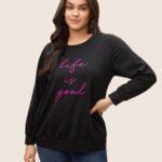 Contrast Positive Slogans Embroidered Sweatshirt