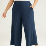 Plain Textured Wide Leg Sweatpants